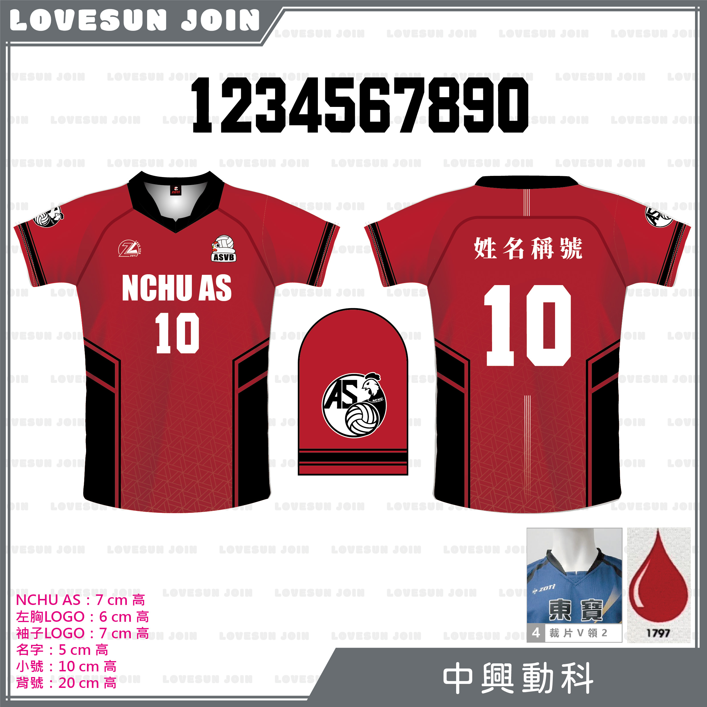 熱昇華短袖球衣 - 中興動科-男排