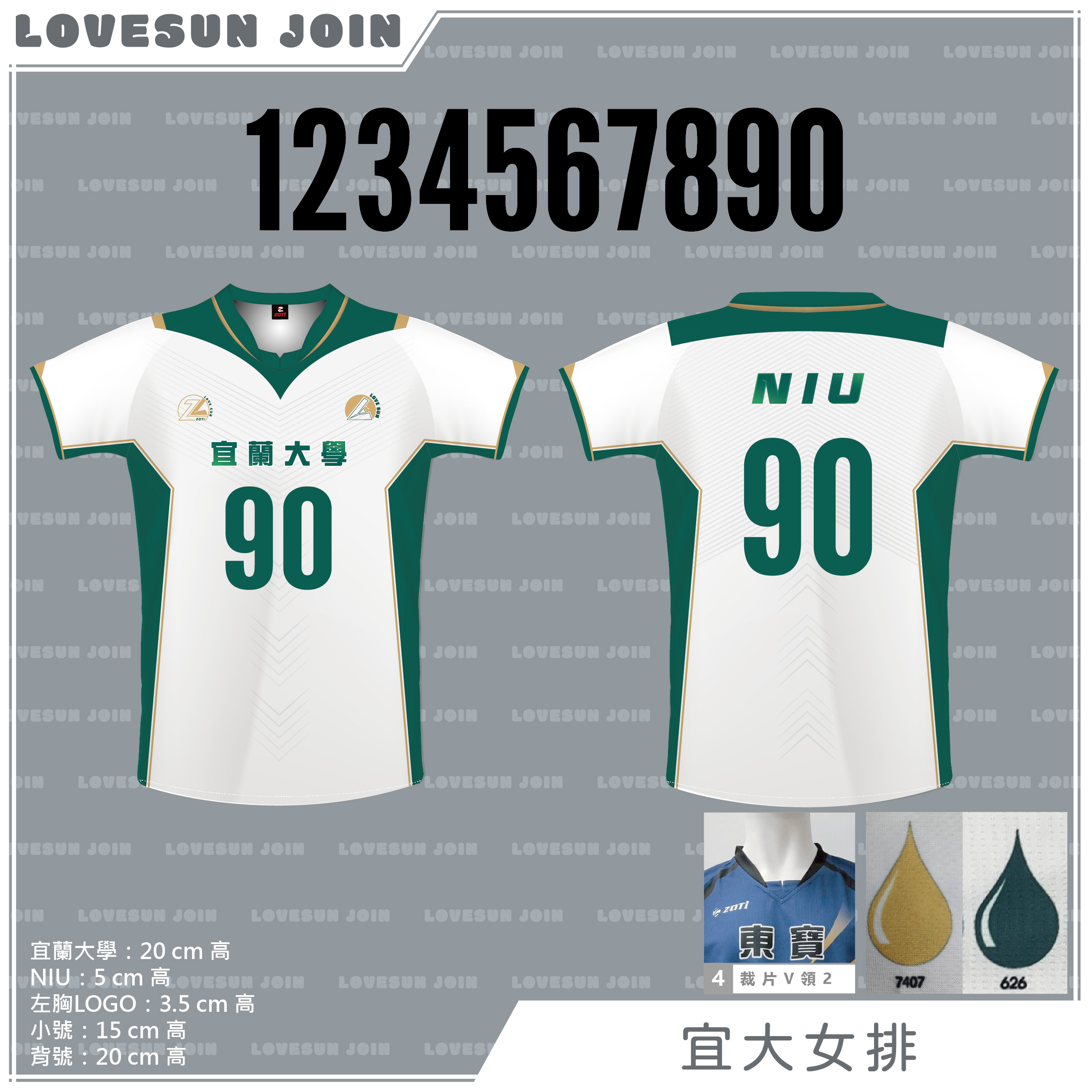 熱昇華短袖球衣 - 宜大校女排