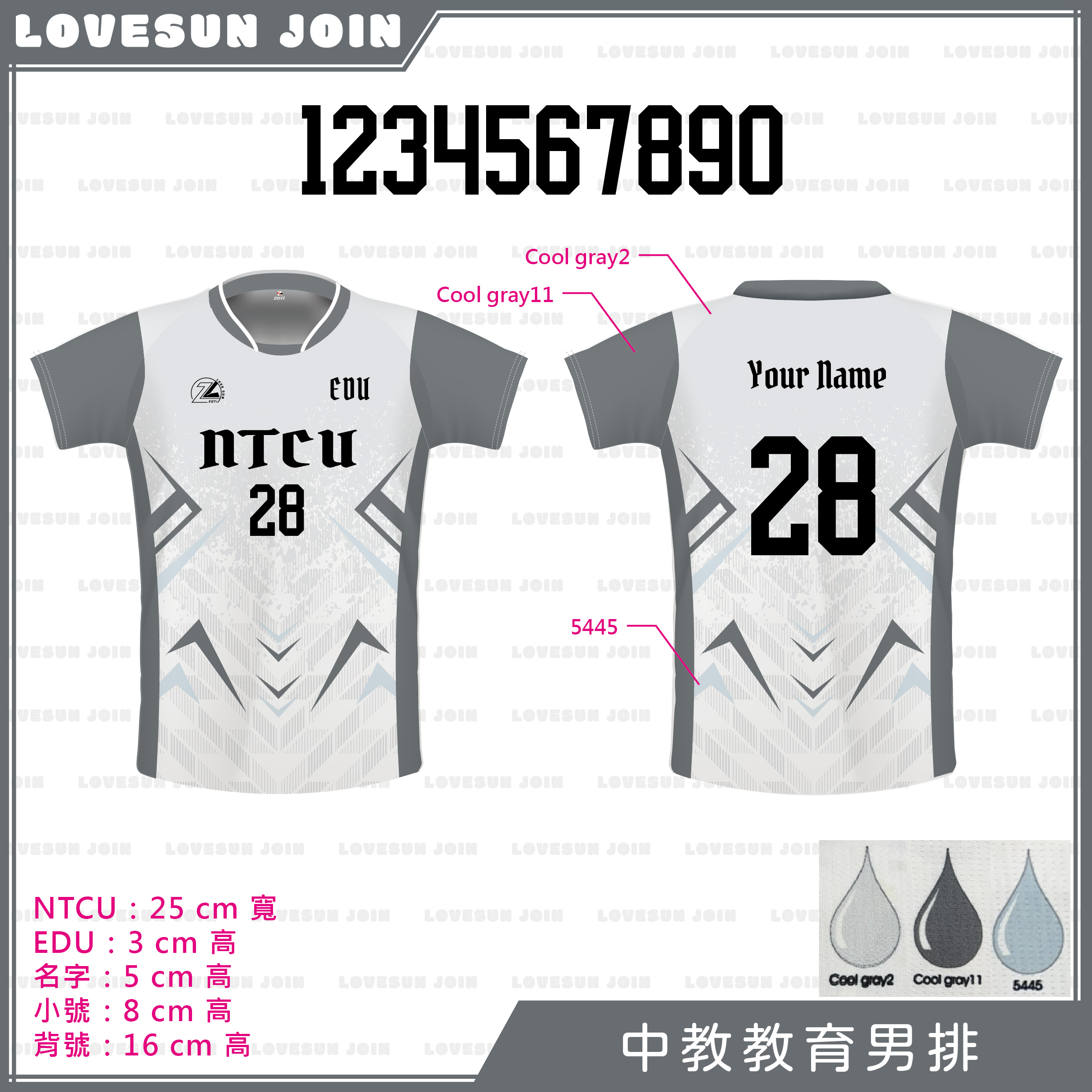 熱昇華短袖球衣 - 中教教育-男排